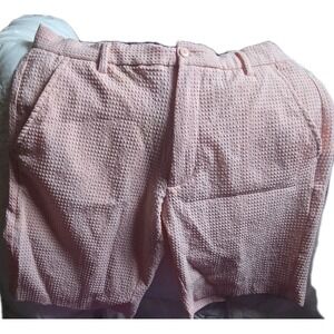 FootJoy Men's Golf Shorts W34 Peach Pink Textured Flat Front Performance Stretch